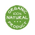Organic icon or logo. 100% natural product green label. Vector illustration Royalty Free Stock Photo